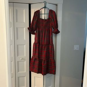 Smocked Puff Sleeve Midi Dress